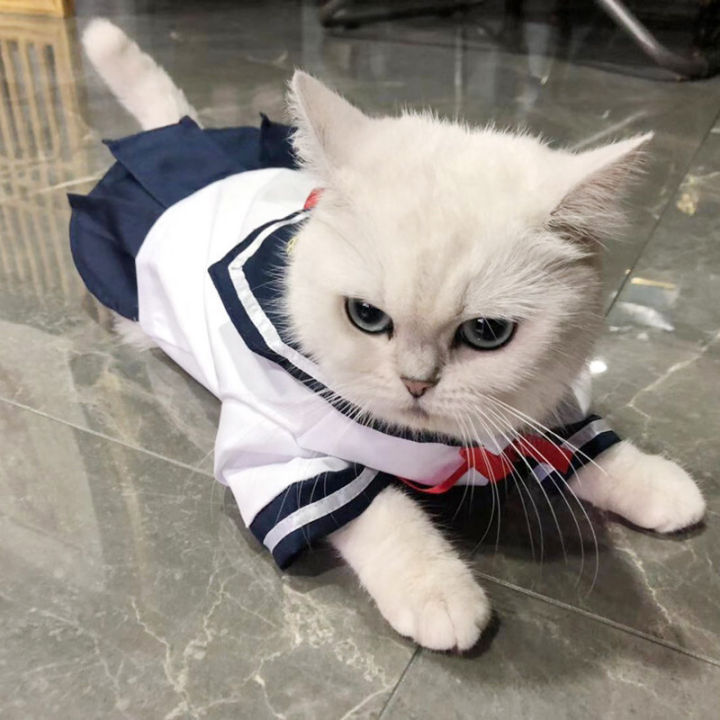 Pet JK Uniform Clothes Cat Dog Cute Shirt Skirt Teddy VIP Thin Princess Dress