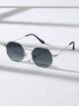 Eldorado Trendy Metal Frame Sunglasses/ Retro Polygon Gradient Mirror Sunscreen Sunglasses. 