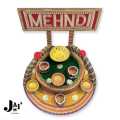 Fancy -Mayon rasam thaal, customized/handcrafted-Mehndi decoration items, for wedding-stylish, unique & fancy-rasam plates-bride, groom decoration mehndi thaal / rasam tray ,for mayo,dholki,mehndi | Round shape S=| 16x16x12 | inches”. 