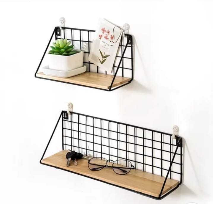 1 Set Metal Floating Shelves Wall Mounted Rustic Wood Storage Display Shelf with Metal Wire Basket Hanging Shelf For Kitchen Office Bedroom Storage Rack Wall Shelf Bathroom Accessories Rack Holder I Metal Wall Shelf Display Organizer Rack Wall Shelf Rack