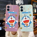 YIWESAN Case For Infinix Smart 5 Pro Case Cartoon Doraemon Cat Side New Design Phone Case Square Edge Pattern Silicone Softcase Luxury Plating Casing Full Cover Camera Shockproof Protection Cases. 