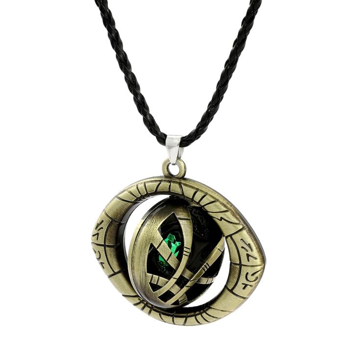 Marvel Avengers Dr Strange Necklace Men Doctor Strange Infinity Time Stones Eye of Agamotto Rotatable Necklace Keychain Kpop Straggle Steipos