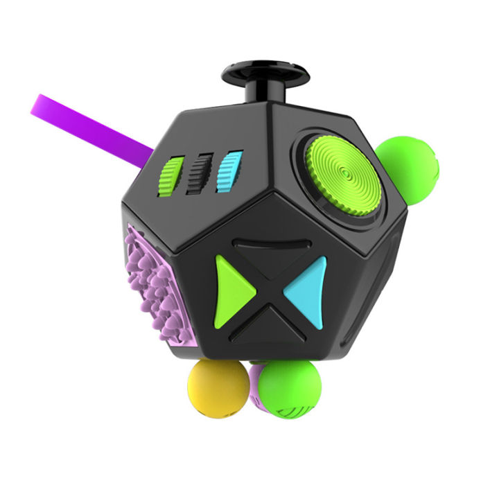 【Beiver Jewelry Store】6/12 Sides Cube Decompression Toy Rainbow Stress Relief Autism OCD Sensory Toys Fingertip Desk Toy for Kids