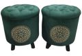 Wooden Ottoman puffy stool pair (Round shape) (Pack of 2). 