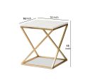 Gold Side Table, Metal Rectangle End Table Modern Sofa Side Table with MDF Top & Gold Frame Bedroom Nightstand - White Small Accent Table for Living Room Home Décor. 