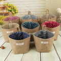 Small Storage Sack Stripe Dot Hanging bag Sundries storage basket jute cloth bag Flower Pot Cosmetic Bag Home Decor 14*12.5cm. 