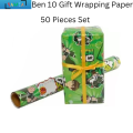 Ben 10 Gift Wrapping Paper (10, 25, 50 and 100) Pieces Set. 