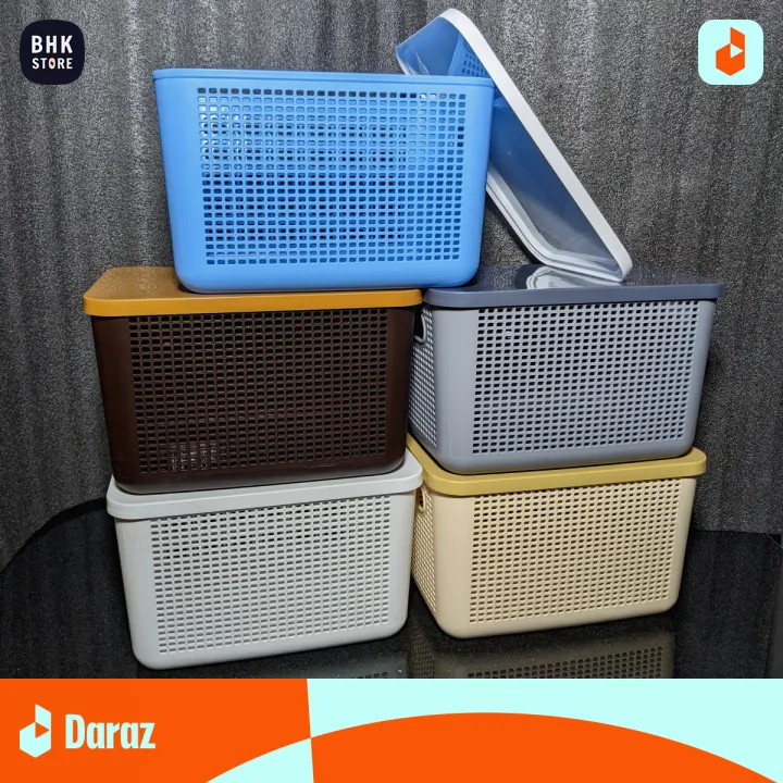 IKEA%20Style%20Premium%20Quality%20Plastic%20Storage%20Basket%20with%20Lid/Cover%20-%20Durable%20Open%20Storage%20Organizer%20Bins%20For%20Kitchen,%20Bathroom,%20Bedroom,%20Living%20Room%20-%20Mesh%20Pattern%20Design%20Multipurpose%20Home/Office%20Accessories%20Organizer%20Box%20with%20Handle%20-%20Large%20-%208L%20Capacity%20-%20Image%202