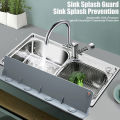 Splash-free Sink Accessory Silicone Kitchen Sink Splash Guard with Suction Cup Reusable Water Barrier for Clean Dry Kitchen Counters Kitchen Sink Water Guard. 