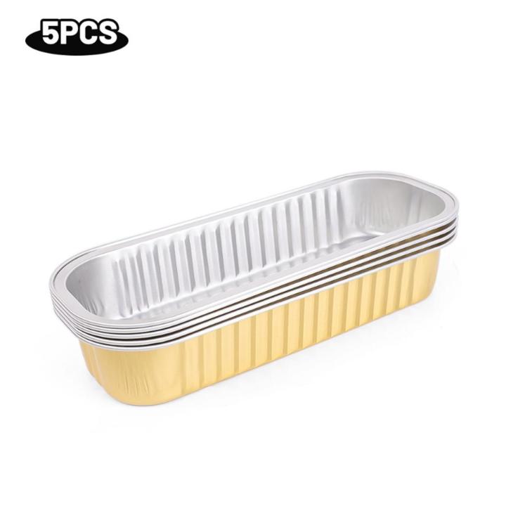5/10Pcs Rectangle Disposable Aluminum Foil Tin Cup Pudding Cake Mold Air Fryer Tinfoil Box Small Baking Tray Kitchen Tools