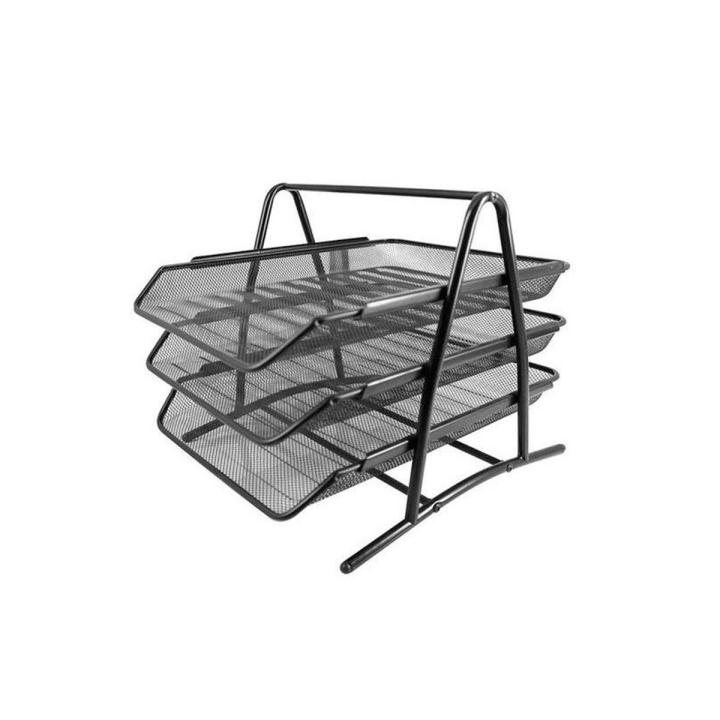 Heavy Duty Metal 3 Tier Desktop Document Letter Tray, Black