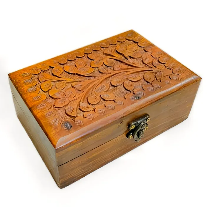 Wooden%20Hand-Carved%20Jewelry%20Box%20-%20Floral%20Handcrafted%20Home%20Decor%20Box,%206x4%20Vintage%20Jewelry%20Organizer%20for%20Necklaces,%20Rings%20&%20Earrings,%20Compact%20Storage%20Box%20for%20Women,%20Premium%20Sheesham%20Craftsmanship,%20Perfect%20Gift%20Option,%20Decorative%20Small%20Wooden%20Keepsake%20Box%20-%20Image%202