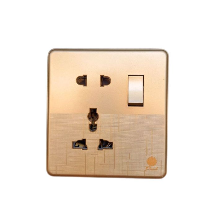 Multi Socket Light Plug Multipurpose Pearl Golden Metal Plate For UPS, Fridge, LED TV, Computer, All Type of Chargers DAAZLED