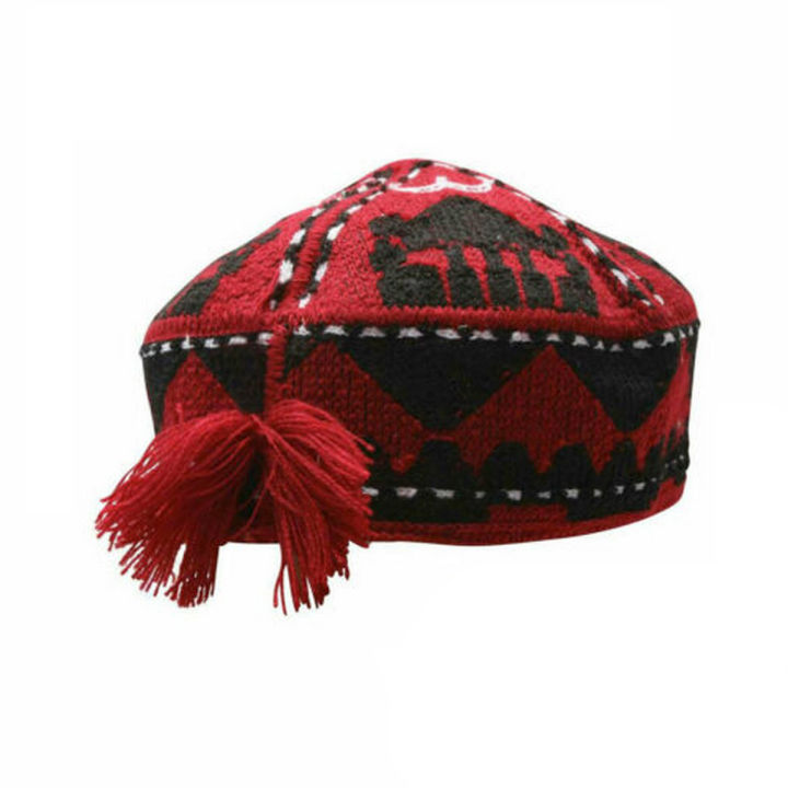 AFGHAN MAZARI PASHTEEN UZBEK TURKMEN RED CAP HAT HAND MADE EMBROIDERY NEW