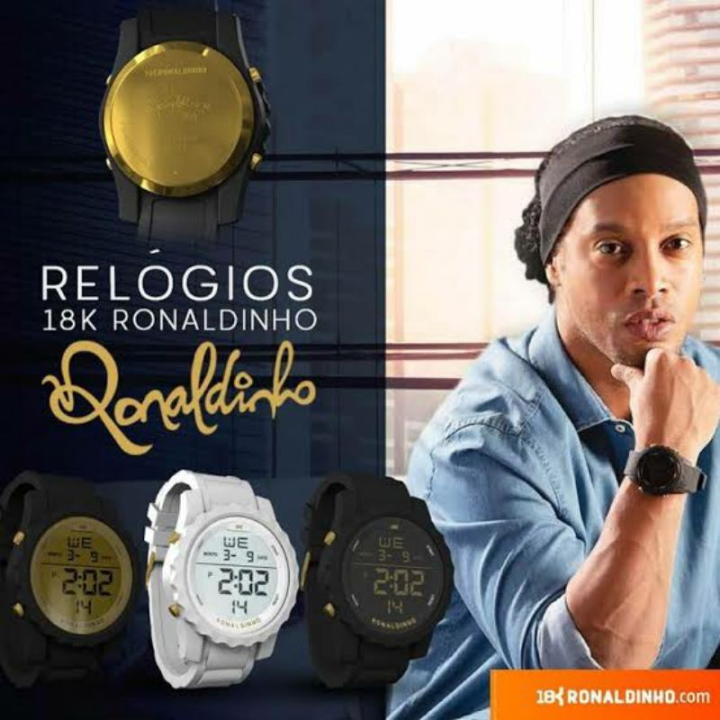18K Ronaldinho Watches Men's Carbon Gold Digital Watch, Black/Gold/Gold Accents