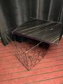 Square Metal Wire Coffee Side Table Removable Wooden Top Storage Hamper Basket. 