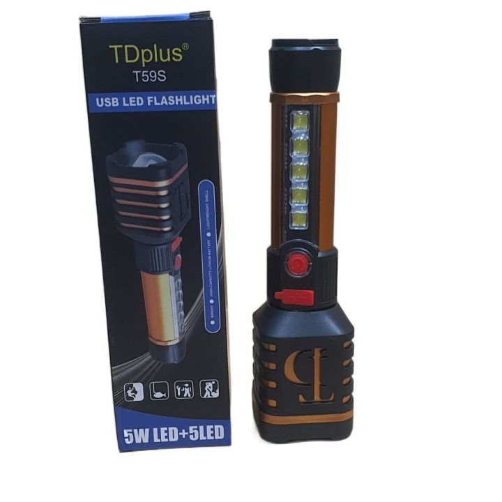 Tdplus%20Super%20Bright%20%20Rechargeable%20Flashlight%20with%20COB*3+%20Aluminum%20Lamp%20Head%2018650%20Lithium%20Battery%201200mAh%204%20Step%20Button%20Switch%20V8%20Port%20USB%20Charging%20Wire%20T59S%20New%20Arrival%20Aluminum%20Plastic%20Retractable%20Zoom%20-%20Image%207