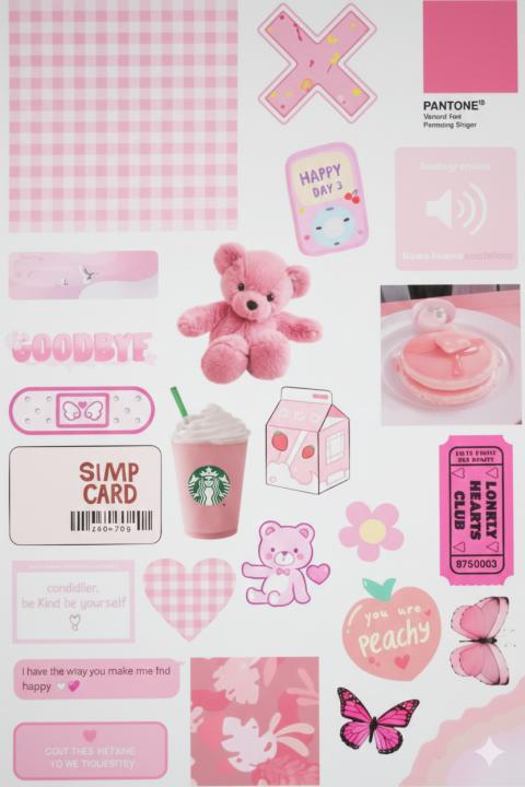 Soft Pink Coquette Aesthetic PVC Sticker Sheet (Waterproof) – Uncut A6 ...