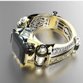 Creative Party Men Rings Square Shaped Design Rings For Men Wedding Ring Platinum Plated Zircon Male Jewelry Wholesale. 