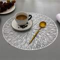 1PCS Round Placemats Restaurant Hollow PVC Decoration Meal Mat Anti-Hot Dining Table Line Mat Steak Plate Pad Silver. 