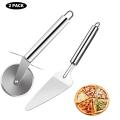 Pack Of 2 Stainless Steel Professional Pie Pizza Server and Cutter Wheel. 