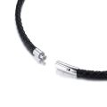 Men's Leather Cord Choker Necklace 20" Black Braided Rope Jewelry Making Stainless Steel Clasp. 