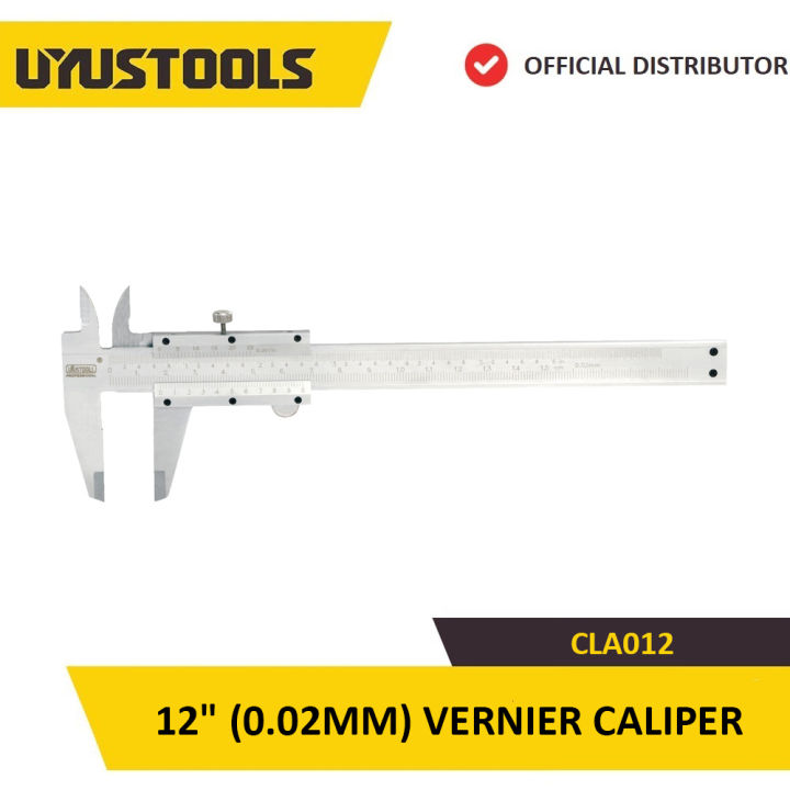 12" (0.02MM) Premium Vernier Caliper Carbon Steel #45, Metric & Inch Scales, High Accuracy 0.02mm, Chrome Finish, Durable, Packed In Plastic Case Perfect For Precision Measurements, Mechanical Engineering, And Professional Use - UYUSTOOLS CLA012