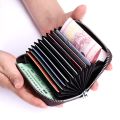 Boweisi and L&S New Men's Genuine Leather Card Holder Storage Bags Blocking Zipper Thin Pocket. 