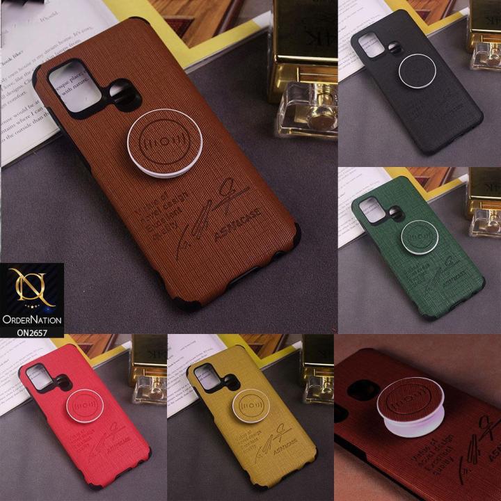 Huawei%20Y6p%20Cover%20-%20Red%20-%20New%20Stylish%20Febric%20Texture%20Case%20with%20Popsocket%20Holder%20-%20Image%204