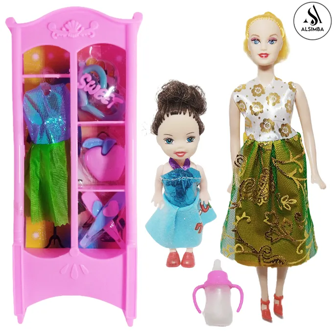 Pcs Dress Up Set Barbie Doll With Baby Doll Feeder With Closet - Main Image
