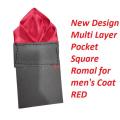 New Design Multi Layer Pocket Square Romal for men's Coat RED. 
