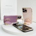 TA for OPPO A3S / A12E / Realme C1 Back Cover Hello Kitty Mirror Folding Bracket Luxury 6D Plating Case Soft Silicone Square Phone Case for Girls. 