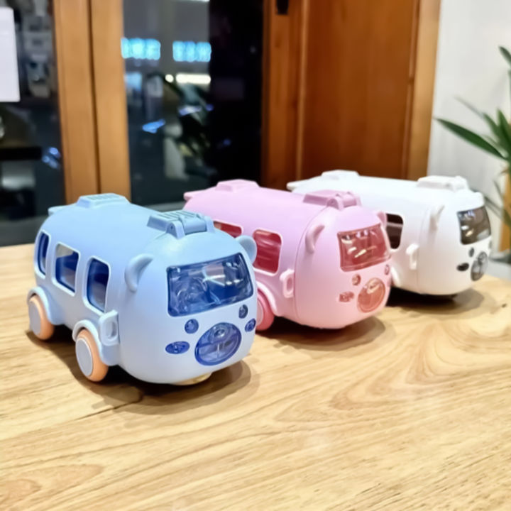 Cute Bus Shaped Water Bottle With Straw 500ml Toy Car Bottle