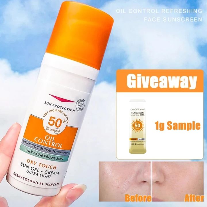 SPF 50+ Original Sunscreen Oil Control Facial Refreshing Sunblock Oily Acne Prone Sensitive Skin UV Protection Sunscreen 50ml