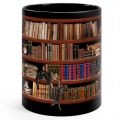 3D 3D Bookshelf Mug Gift White Creative A Library Shelf Cup Multi-Purpose Book Lovers Coffee Mug. 