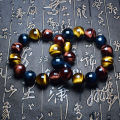 14mm Colorful Tiger Eye Stone Bracelet for Women Natural Multicolor. 