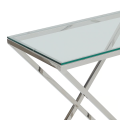 Wingle Console Table Glass in Stunning Silver Finish - V-Shape Console Table for Stylish Entryway and Hallway Décor. 