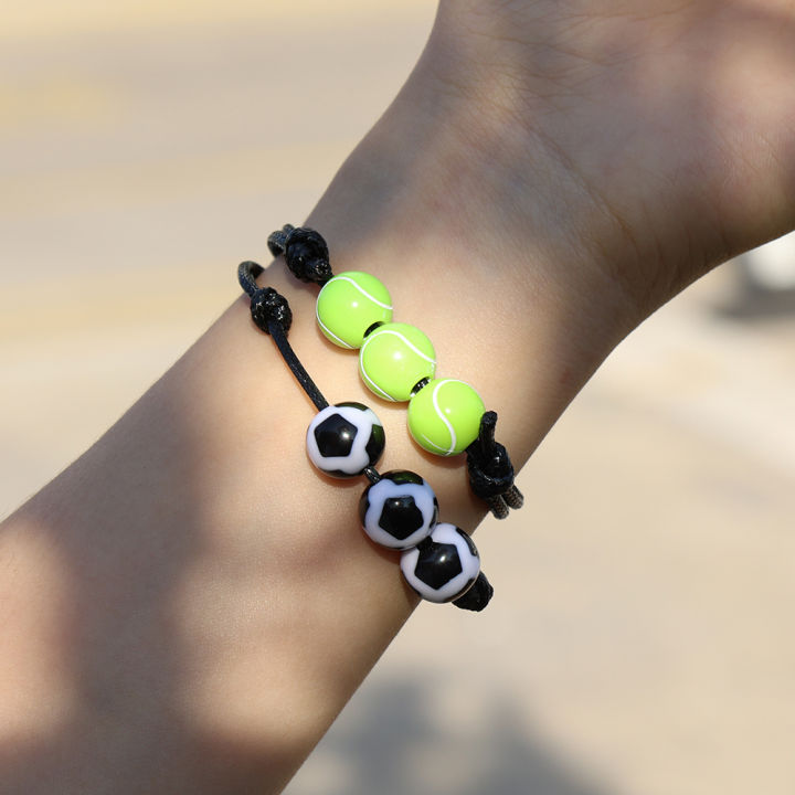 Sports Theme Party Gift Football Baseball Basketball Beads Charm Bracelets for Women Men