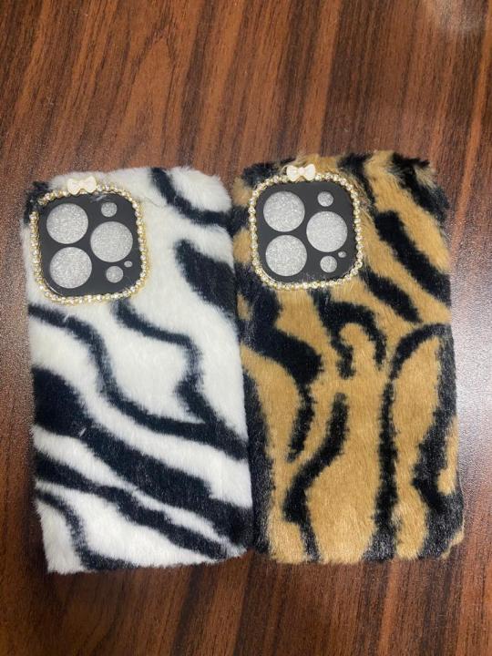 Apple Iphone 13 Pro Fuzzy Plush Case for Girls Women Warm Winter Fluffy Furry Plush Soft TPU Shockproof Phone Case