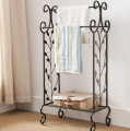 Standing Towel Stand With Storage Shelf Towel Rack Stand Metal, Freestanding Holder for Bathroom, Pool, Three Bar Storage for Towels Nature Inspired,. 
