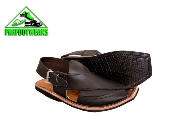 Peshawri Chappal in Black and Royal Blue Color