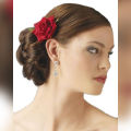 Velvet Red Rose Bloom Hair Clip. 