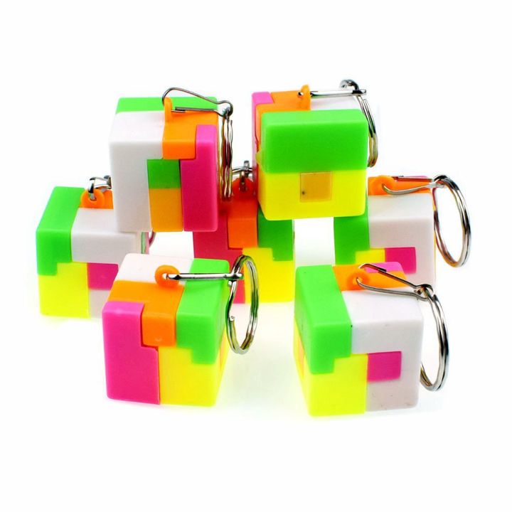 Novelty assembly combination I intellectual Rubik's Cube small toy Kong Ming lock toy with keychain gacha toy