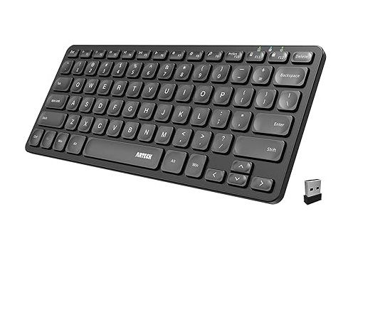 Arteck 2.4G Wireless Keyboard Ultra Slim and Compact Wireless Keyboard with Media Hotkeys for Computer/Desktop/PC/Laptop/Surface/Smart TV and Windows 10/8/ 7 Built-in Rechargeable Battery