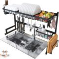 Over The Sink Dish Drying Rack with Fruit Basket Kitchen Counter Bowl Fork Cup Spoon Dish Drainer Dishrack Matte Black. 