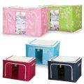 Storage Box Large Capacity Foldable Oxford Cloth Storage Box Steel Frame 72L. 