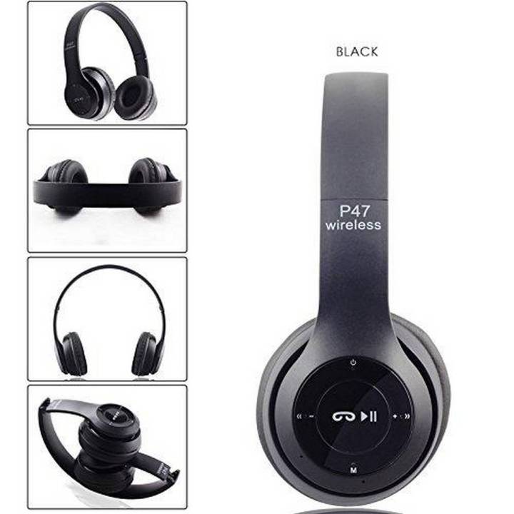 P47 - Foldable Bluetooth Wirless Headset - White-Bluetooth Wireless Headphone P47 Wireless Headphones, P47 Bluetooth Over Ear Foldable Headset With Microphone Stereo Earphones 3.5Mm Audio Support Fm Radio Tf For Pc Tv Smart Phones & Tablets