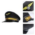 Stylish Captain Hat Pilot Hat Aviation with Badge Adjustable Octagonal Hat. 