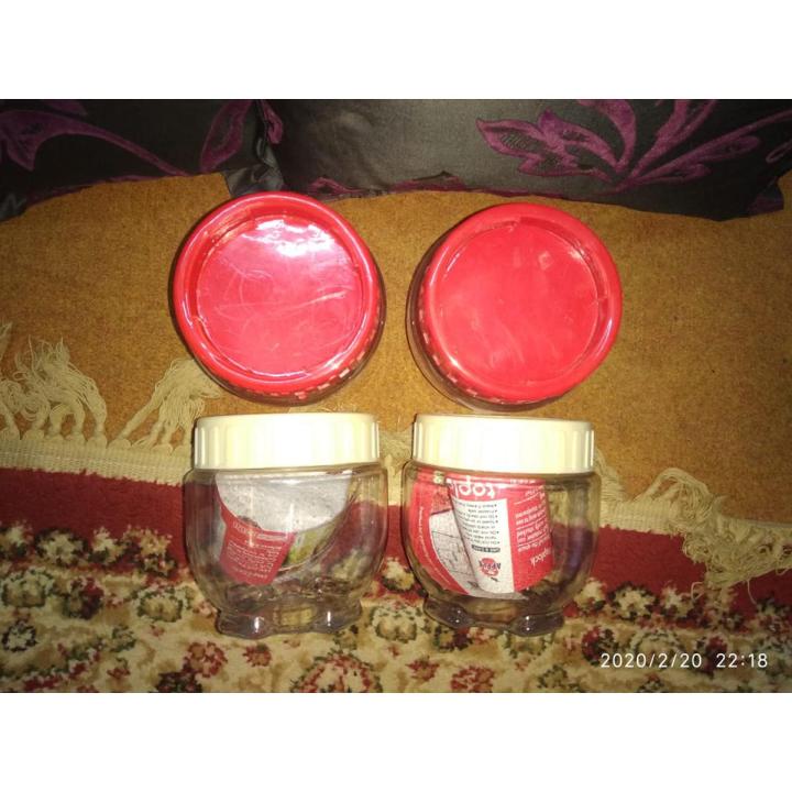 2 Transparent Large Jars Spices Container Air Tight With Interlock Feature 7x5 Inches 800ml (Multicolours)