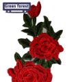 Green forest Clothes Patch Fine Texture Red Green Floral 3D Embroidery Patch Applique. 